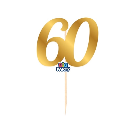 Mini Cake Topper in carta Oro Metal Numero 60