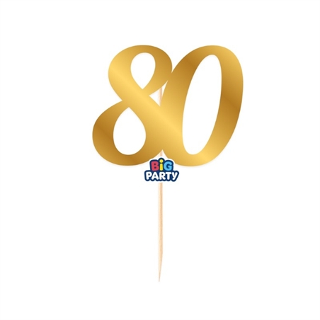 Mini Cake Topper in cartaOro Metal Numero 80