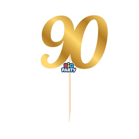 Mini Cake Topper in carta Oro Metal Numero 90