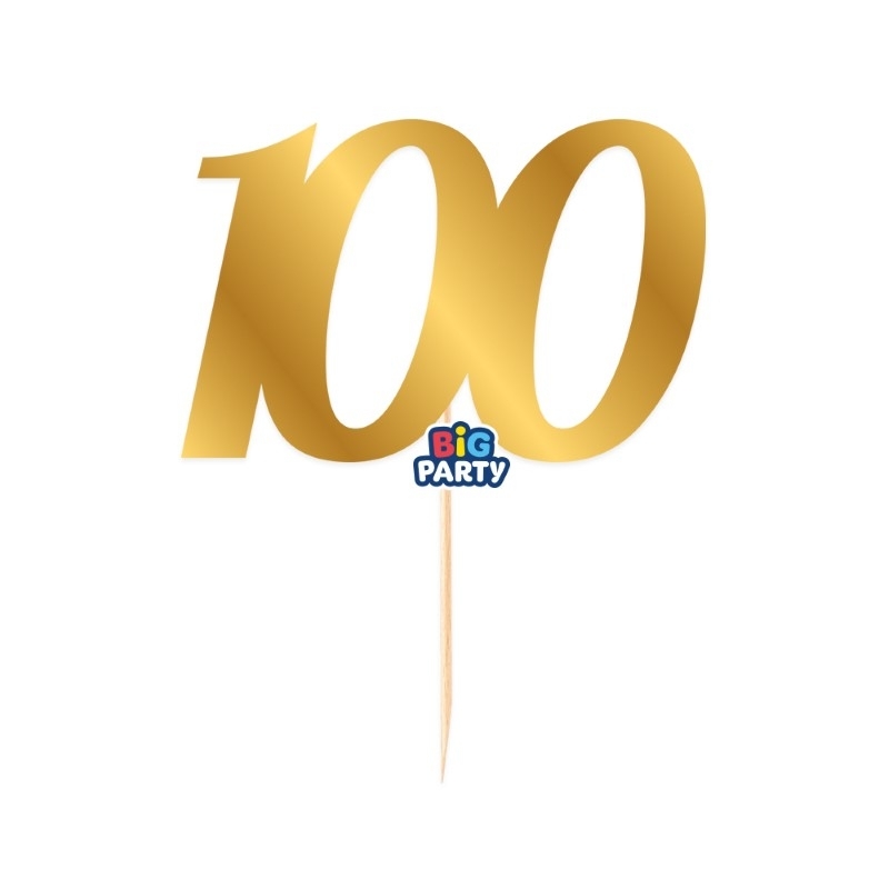 Mini Cake Topper In Carta Oro Metal Numero 100