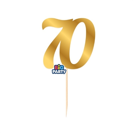 Mini Cake Topper in Carta Oro Metal Numero 70