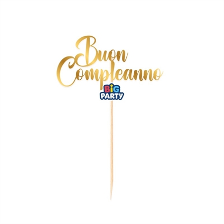 Mini Cake Topper in carta Oro Metal Buon Compleanno