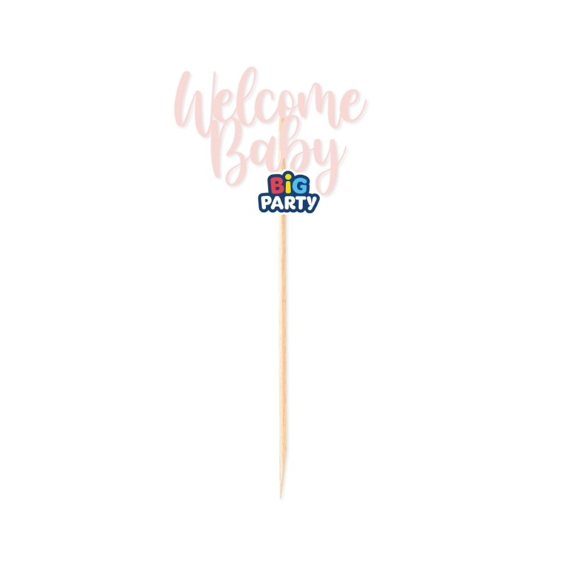 Mini Cake Topper in carta Welcome Baby Pink