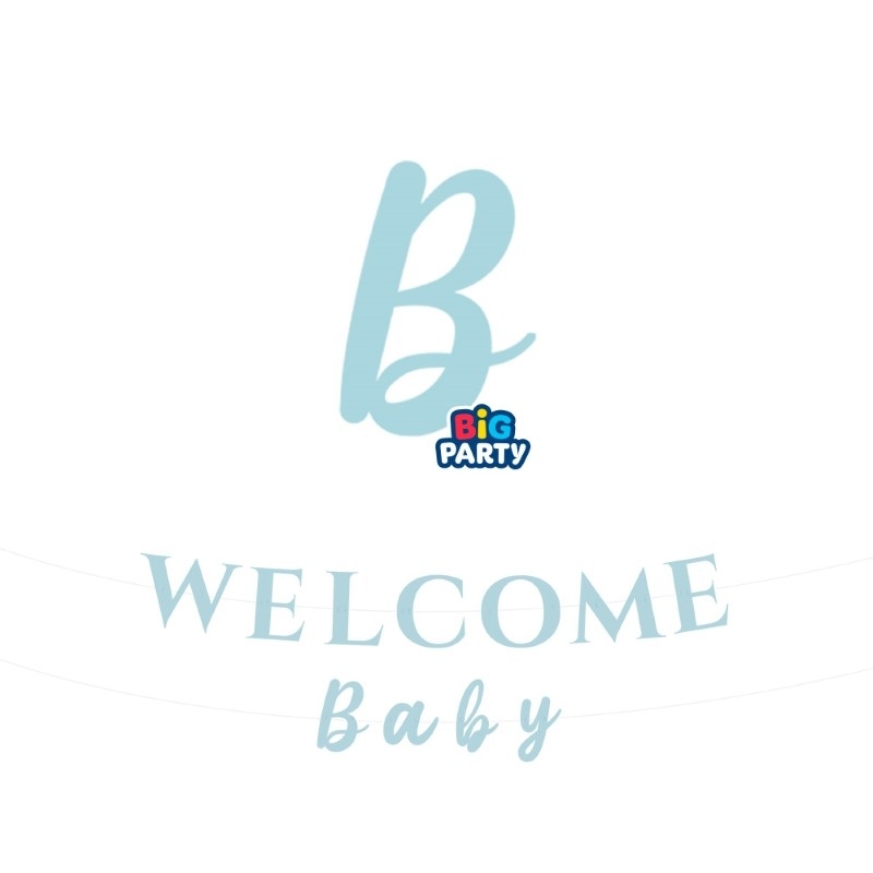 Festone scritta Italic Welcome Baby Light Blue