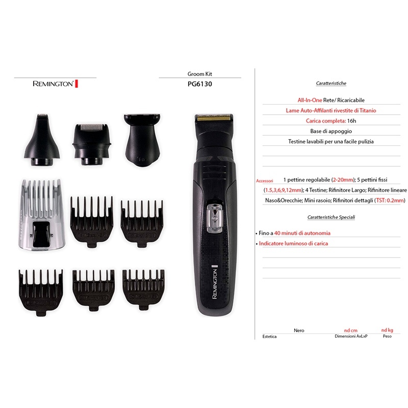 Remington Groom Kit Regolabarba e Capelli con Accessori
