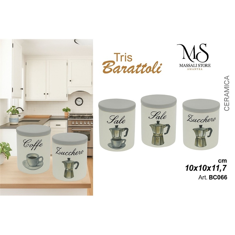 Tris Barattoli In Ceramica Moka