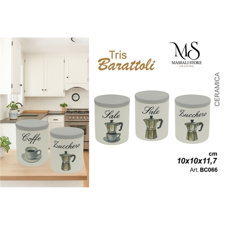 Tris Barattoli In Ceramica Moka