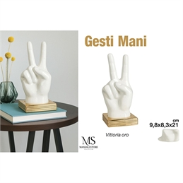 Mano Vittoria Bianca In Ceramica Con Base oro
