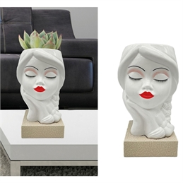 Vaso Bambolina 18 Cm In Ceramica Base Tortora