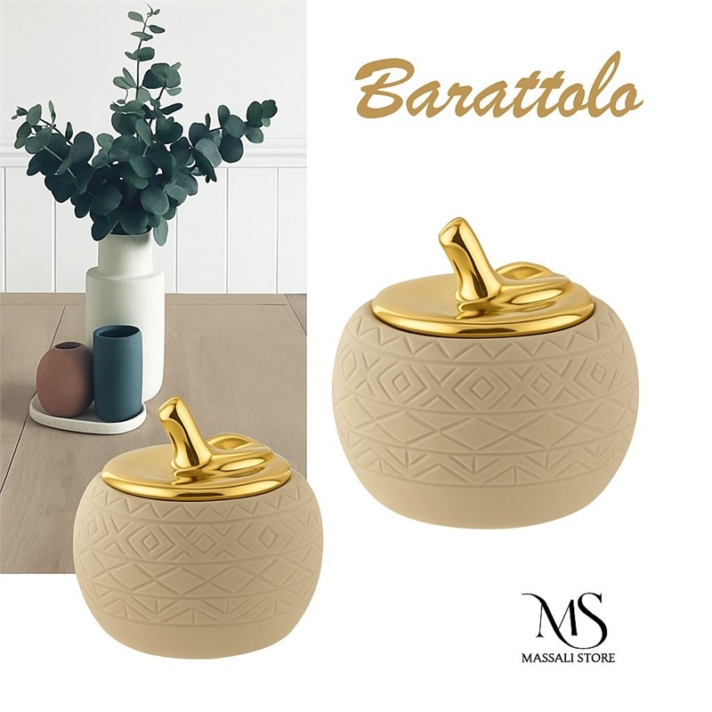 Barattolo Mela In Ceramica Oro