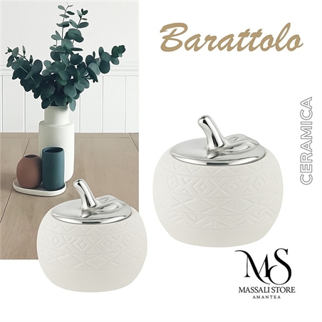 Barattolo Mela In Ceramica Argento