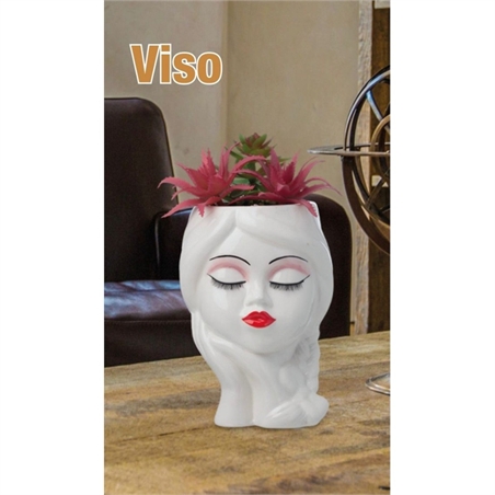 Vaso Bambolina 18 Cm In Ceramica Con Piantina