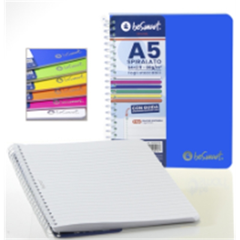 Quaderno A5 1R Spiralato PVC Colori Brillanti 64 FF Be Smart