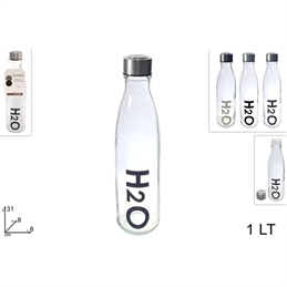 Bottilglia Vetro Con Tappo H20 1 Litro