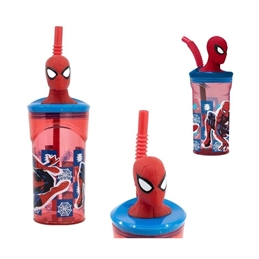 Zaino Trolley Asilo Spiderman + bicchiere con cannuccia e porta merenda1