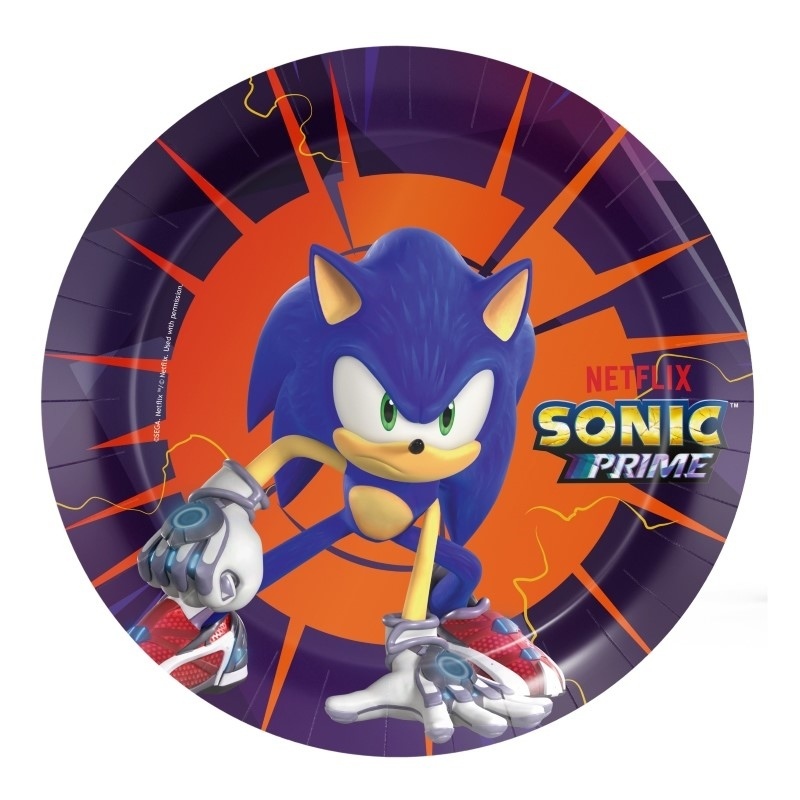 8 Piatti cm. 18 Sonic Prime