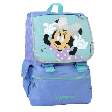 Disney Minnie School Pack Zaino pi astuccio 3 zip celeste