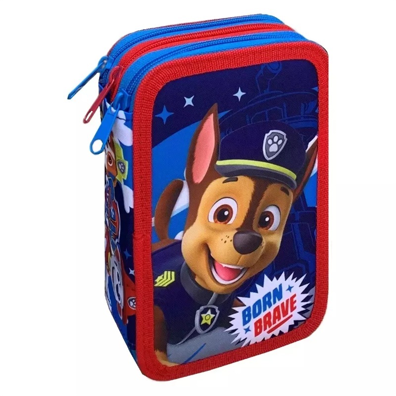 Astuccio Scuola 3 Zip Cerniere Paw Patrol Blu Completo Di Colori Bambino Bimbo