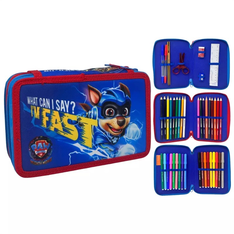 Astuccio Scuola 3 Zip Cerniere Paw Patrol  Completo Di Colori Bambino Bimbo
