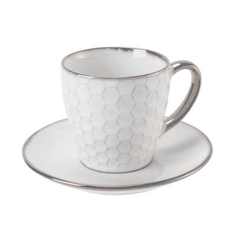 Galileo Elegance Set 6 Tazzine Caffe' Con Piattino In Stoneware 90 Ml