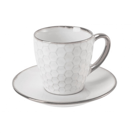 Galileo Elegance Set 6 Tazzine Caffe' Con Piattino In Stoneware 90 Ml