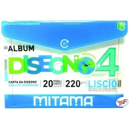 Mitamata Album da Disegno F4 - 24X33 20fg Liscio Riquadrato 220gr - C/Ecobusta