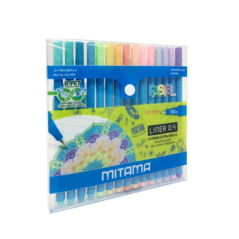 Mitama Penna Liner Extra Fine 0.4 Colori Pastelloi con astuccio da 15pz
