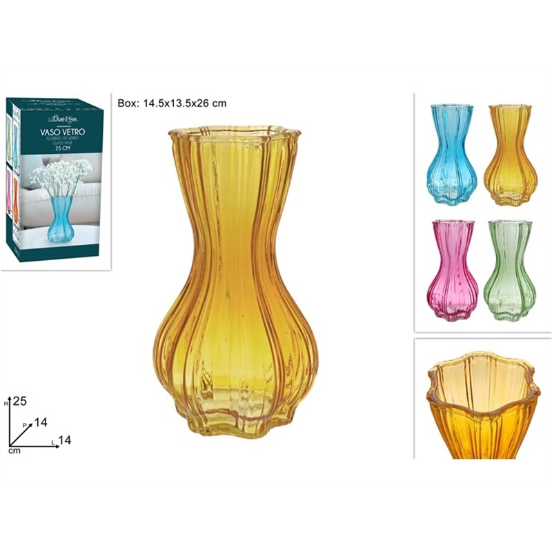 Vaso Vetro 25 Cm 4 Colori 