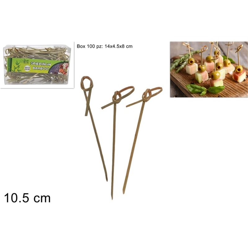 Spiedini Con Nodo 10,5 Cm In Bamboo 100 Pz