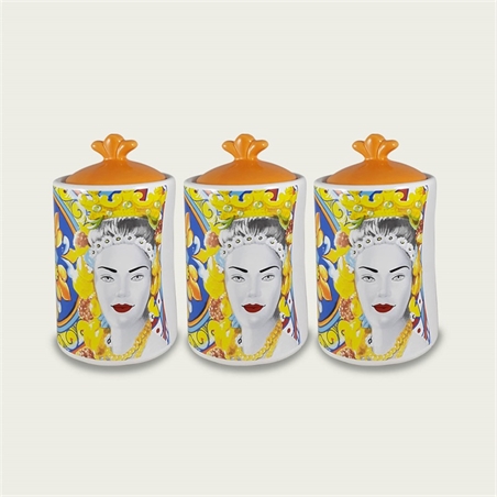 TRIS BARATTOLI CALTAGIRONE IN CERAMICA