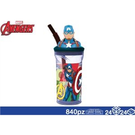 Bicchieri 3D Con Cannuccia 360 Ml Capitan America