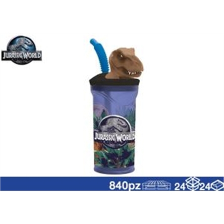 Bicchieri 3D Con Cannuccia 360 Ml Jurassic
