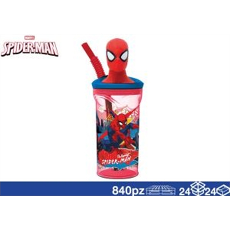 Bicchieri 3D Con Cannuccia 360 Ml Spiderman