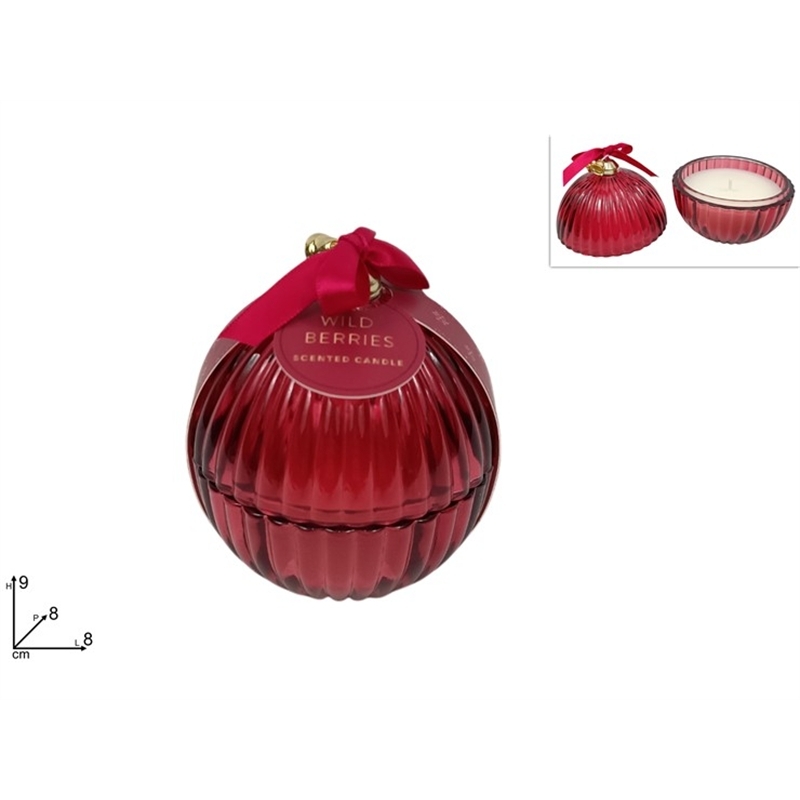 Candela Profumata In Palla di Vetro Rossa Con Cofanetto
