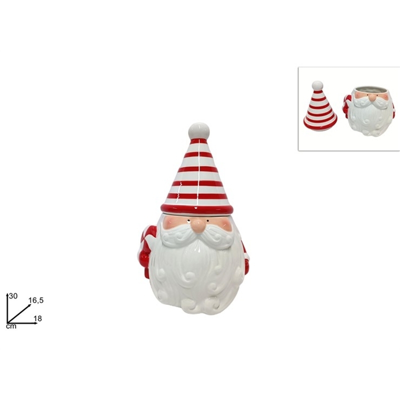 Barattolo In Ceramica Viso Babbo Natale 30 CM