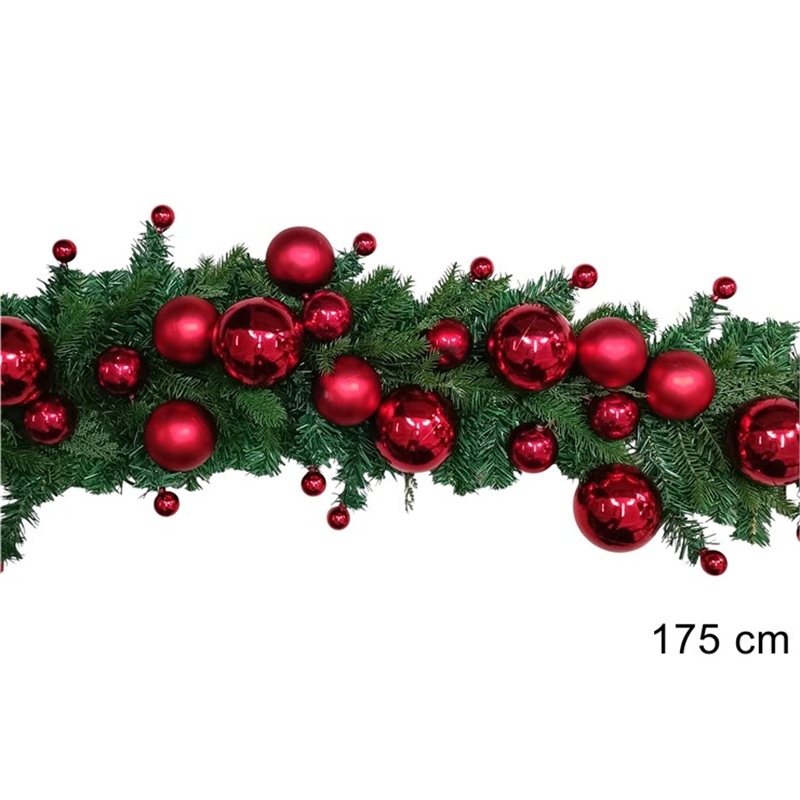 Ghirlanda Con Palle Rosse 175 Cm
