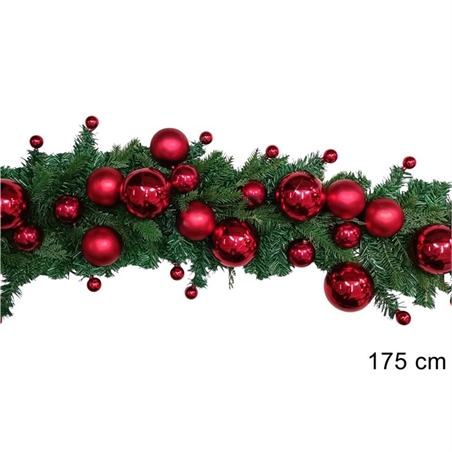Ghirlanda Con Palle Rosse 175 Cm