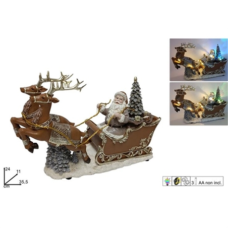 Babbo Natale 27 Cm Con Renna E Luci