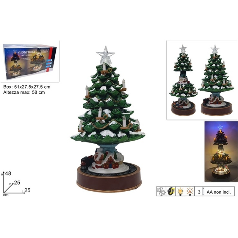 Giostrina Albero Di Natale Con Doppio Treno Movimento Luci E Musica 