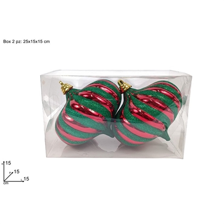 Palle A Goccia 15 Cm Rosso Glitter Verde In Box Pvc 