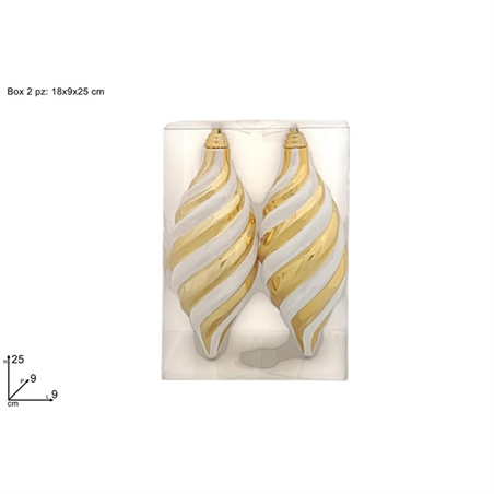 Appendini Ovale 25 Cm Oro Glitter Bianco In Box Pvc 