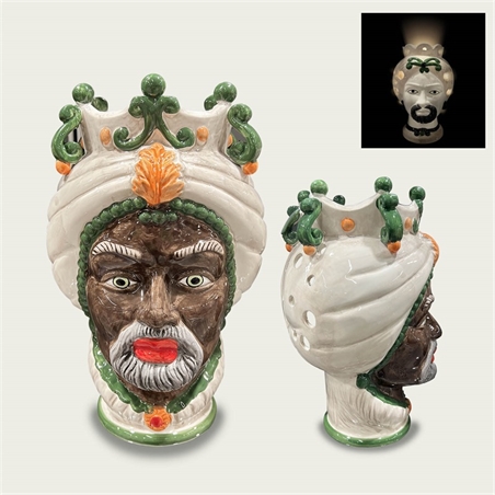 LAMPADA TESTA DI MORO VERDE E ARANCIO