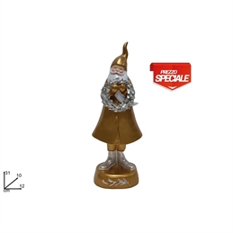 Babbo Natale 31 Cm Oro Con Ghirlanda