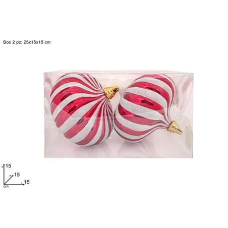 Palle A Goccia 15 Cm Rosso Glitter Bianco In Box Pvc 