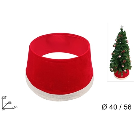 Copribase Rosso Con Bordo In Pelliccia Bianco Diametro 40/56 Cm