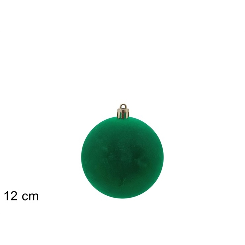 Palla Floccata In Velluto Verde 12 Cm