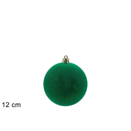 Palla Floccata In Velluto Verde 12 Cm