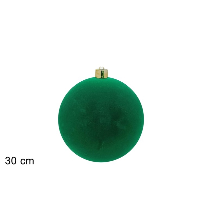 Palla Floccata In Velluto Verde 30 Cm