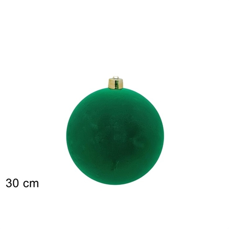 Palla Floccata In Velluto Verde 30 Cm