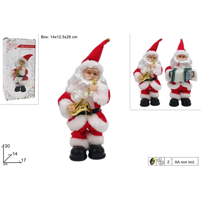 Babbo Natale Movimento E Musica Batteria 3 Assortiti